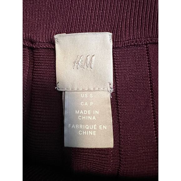 H&M Women's High Rise Pleated Maxi Skirt Pull-On Solid Maroon Burgundy Size S - Picture 6 of 8